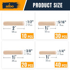 ALBO 100 Pcs. Fluted Wood Dowel Pin Kit, 1/4, 5/16, 3/8 & 1/2 Inch