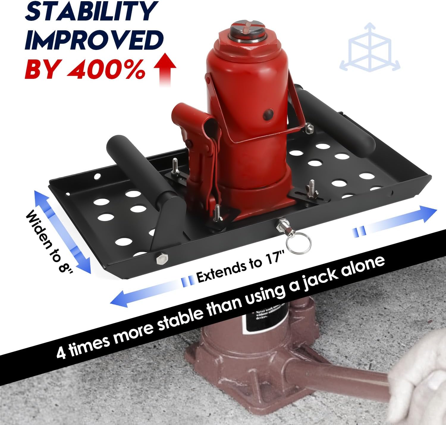 Bottle Jack Base Plate, Universal Bottle Jack Stabilizer | Stabilizing Jack Landing Pad, Adjustable Size, Enlarged