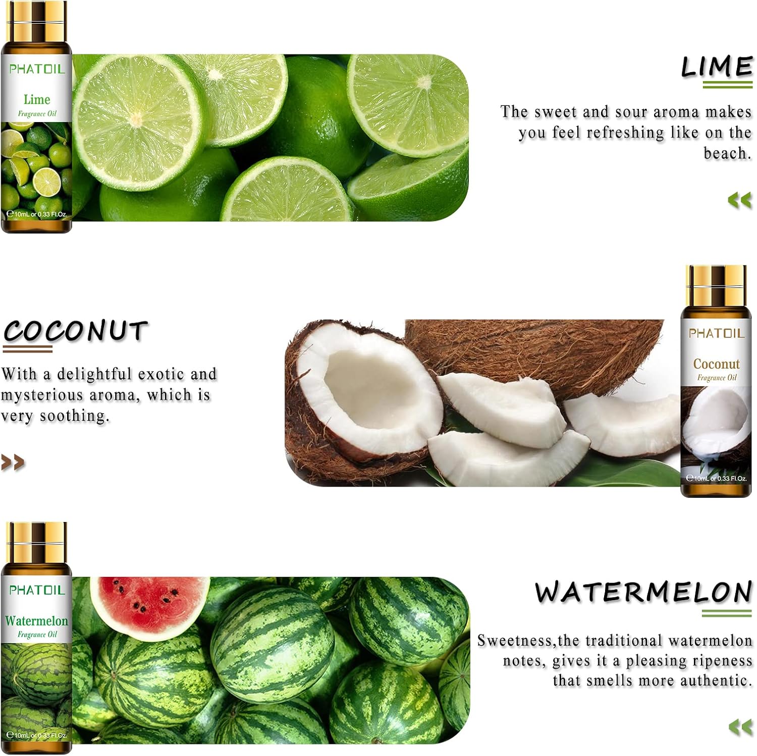 Fruity Fragrance Oil Gift Set for Diffuser, Soap Candle Making | Long-lasting Scent, Fruit Scented, Refresh Space
