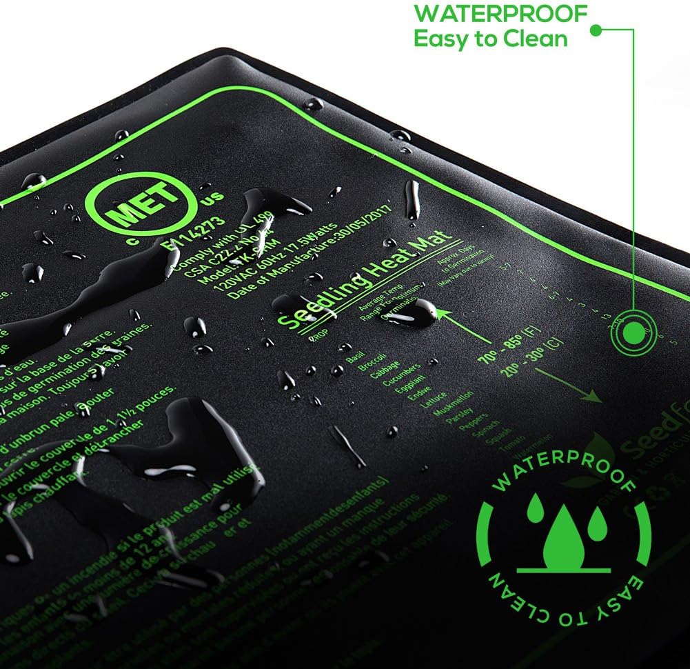 MET Certified Seedling Heat Mat, Seedfactor Waterproof Durable Germination Station Heat Mat, Warm Hydroponic Heating