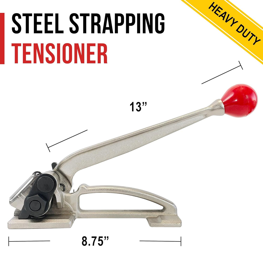 8NET Steel Strapping Tensioner Fits 3/8" - 3/4" Strapping Coil Width, Handle Length 13" - Heavy Duty - Strapping