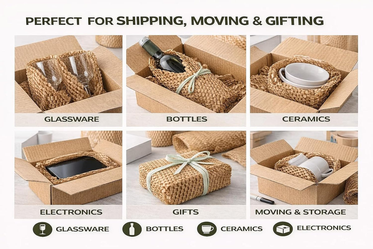 Honeycomb Packing Paper Roll 20" x 875', 1-Pack Recyclable Kraft