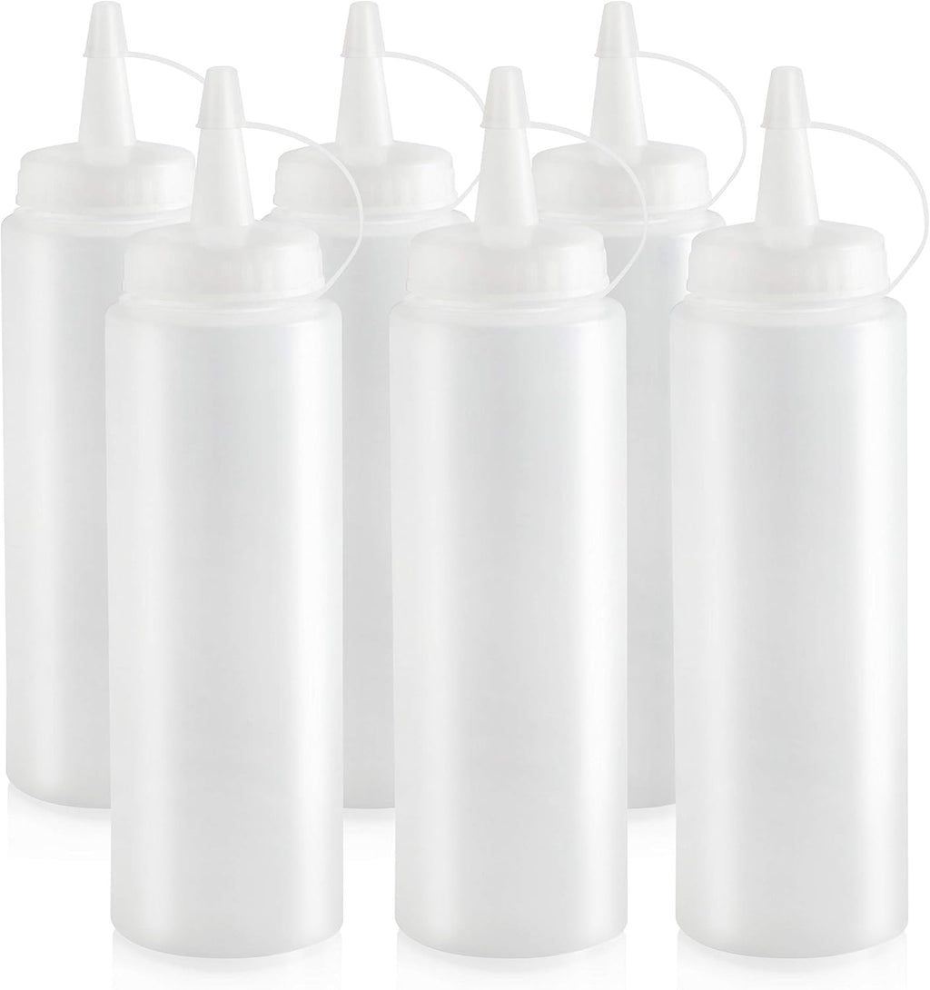 Squeeze Bottles, 8 oz, Clear, Pack of 6