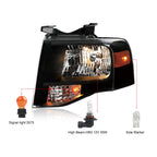 Pair Black Headlights Compatible with 2007-2014 Ford Expedition