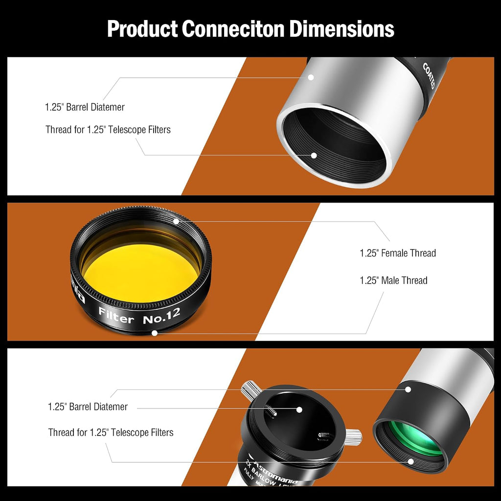 Telescope Eyepiece Set, 14 Piece Telescope Accessory Kit 1.25" | Telescope Eyepiece and Filter Set Deluxe, 5pcs