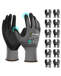 MicroFoam Nitrile Coated 12 Pairs Work Gloves for Men Grey L