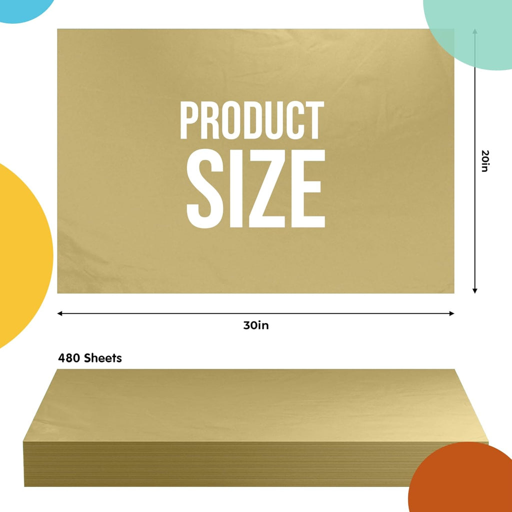 Gold Tissue Paper for Gift Bags 20" X 30" 480 Sheets
