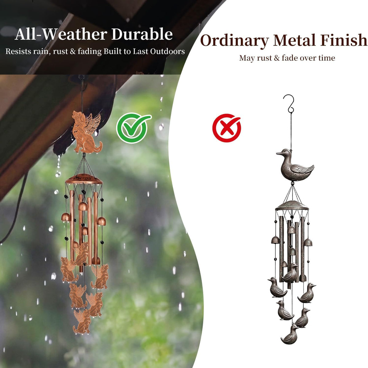 Pet Memorial Wind Chimes, Pet Bereavement Gift for Loss of Pet, Remembrance Sympathy Keepsake, 36" Wind Chime Outdoor