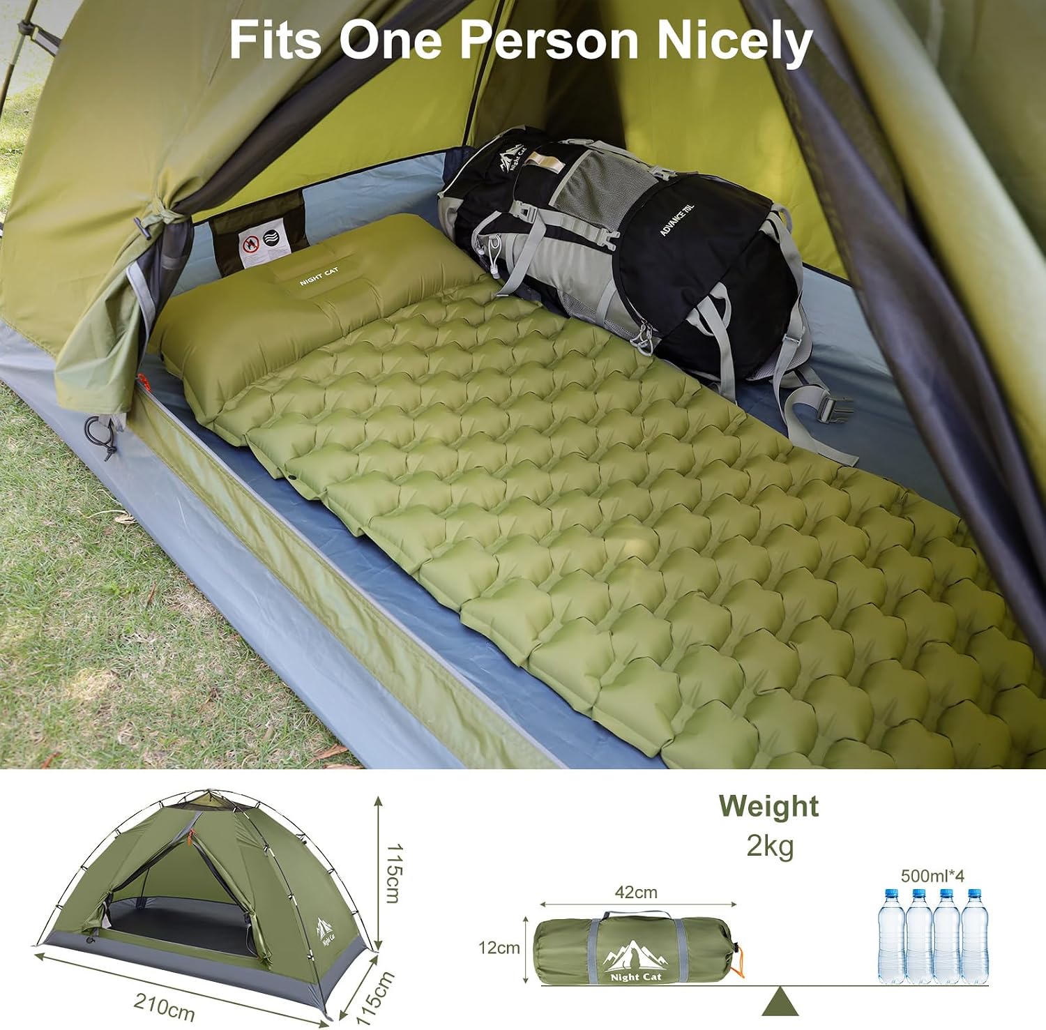 Upgraded Backpacking Tents 1 2 Persons Easy Clip Setup Camping Tent Adults Scouts Heavy Rainproof Compact Lightweight