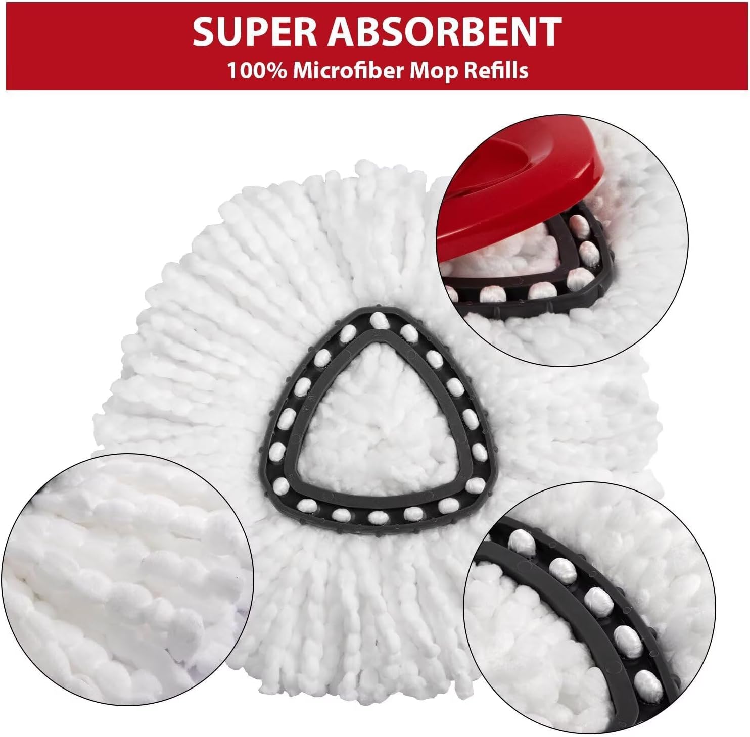 4-Pack Mop Replacement Heads for Ocedar Mop Replace Head EasyWrin Spin Mop Heads Replacements, Easy Cleaning Mop Head