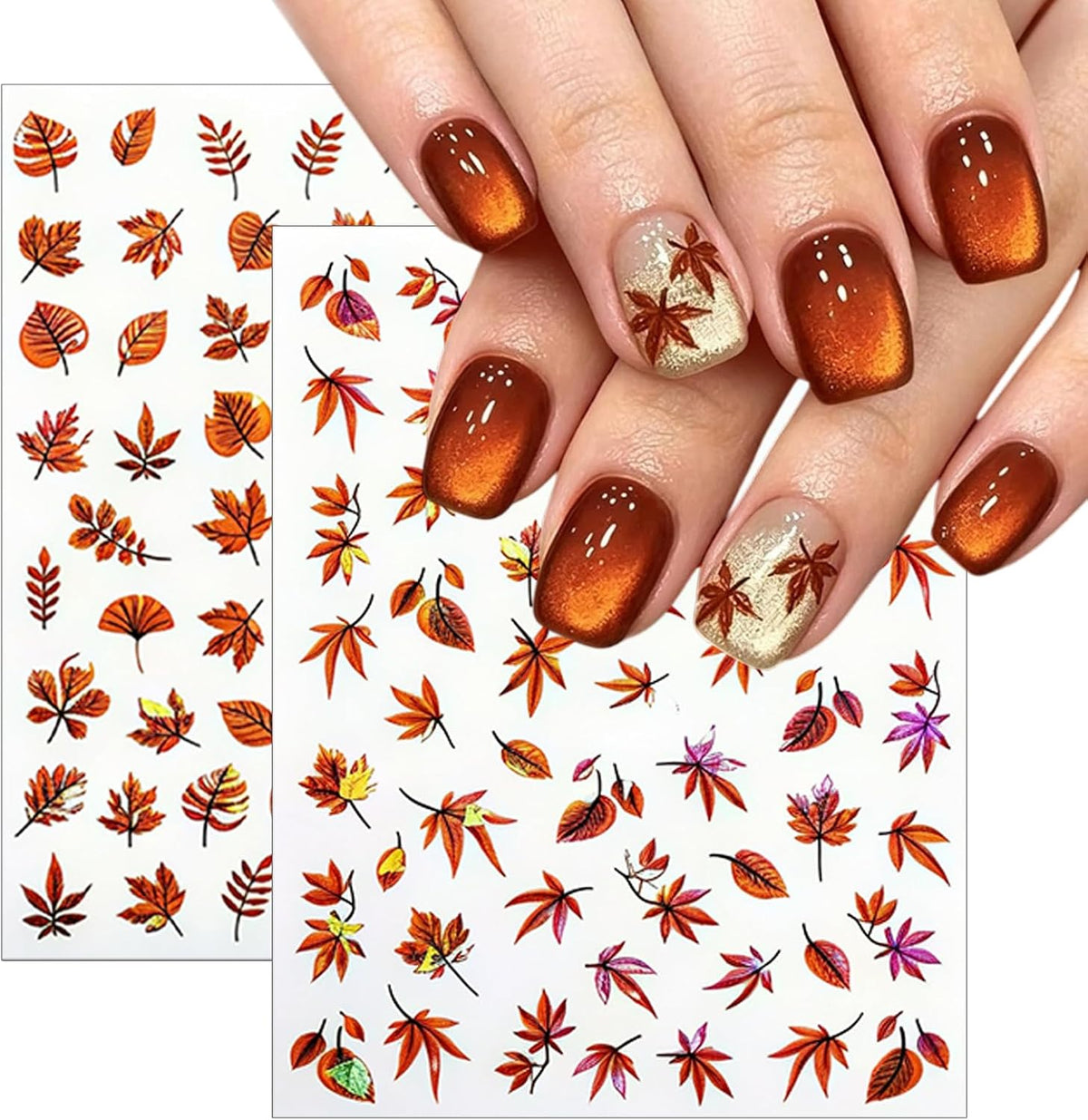 Autumn Maple Leaves Nail Art Stickers Laser Pumpkin Nail Stickers