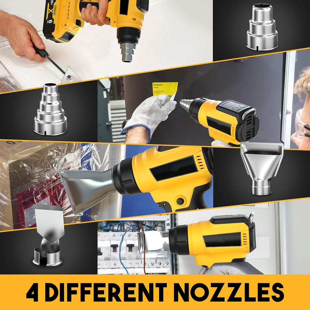 Cordless Heat Gun for Dewalt 20V Battery(NO Battery),350W Fast Heating Soldering Hot Air Gun 1022℉ MAX Temperature