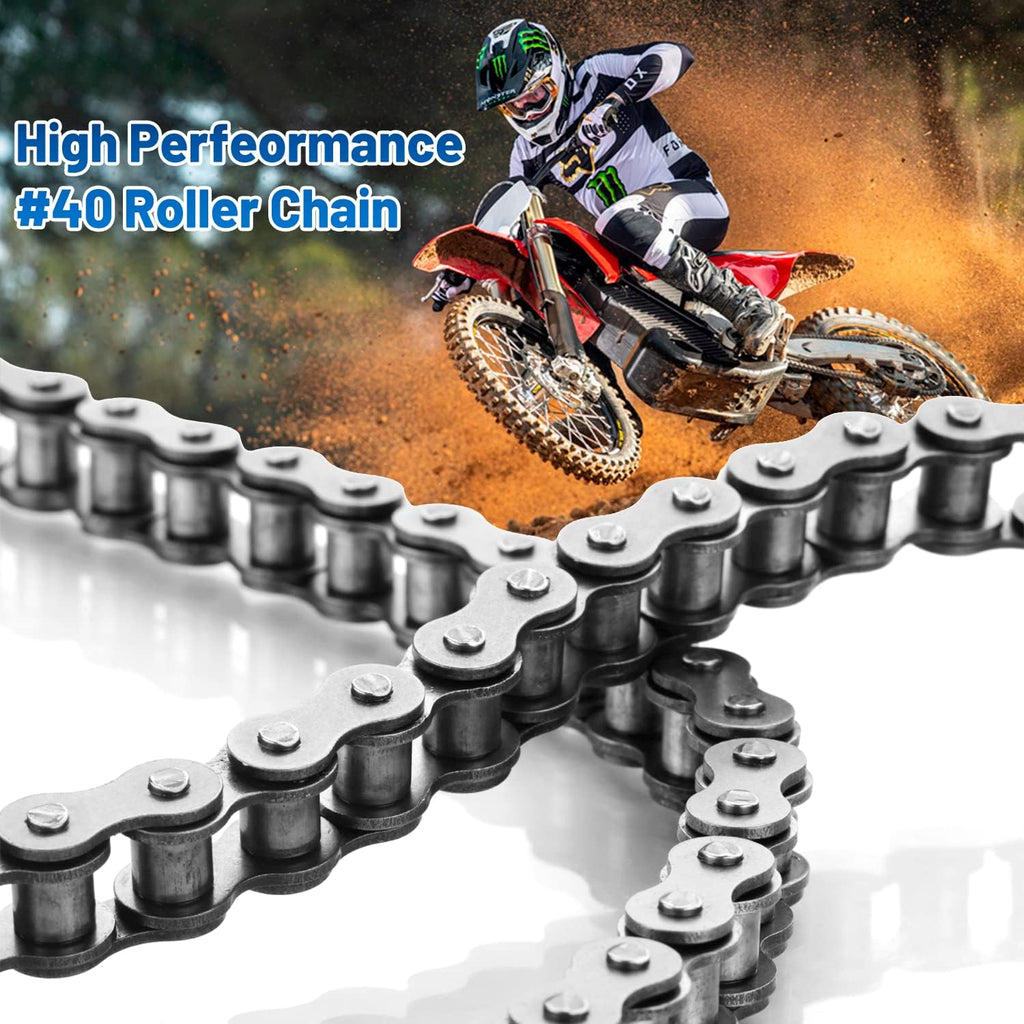 40 Roller Chain with Breaker 10 Feet 240 Links, 40 Chain with 5 Connecting Links