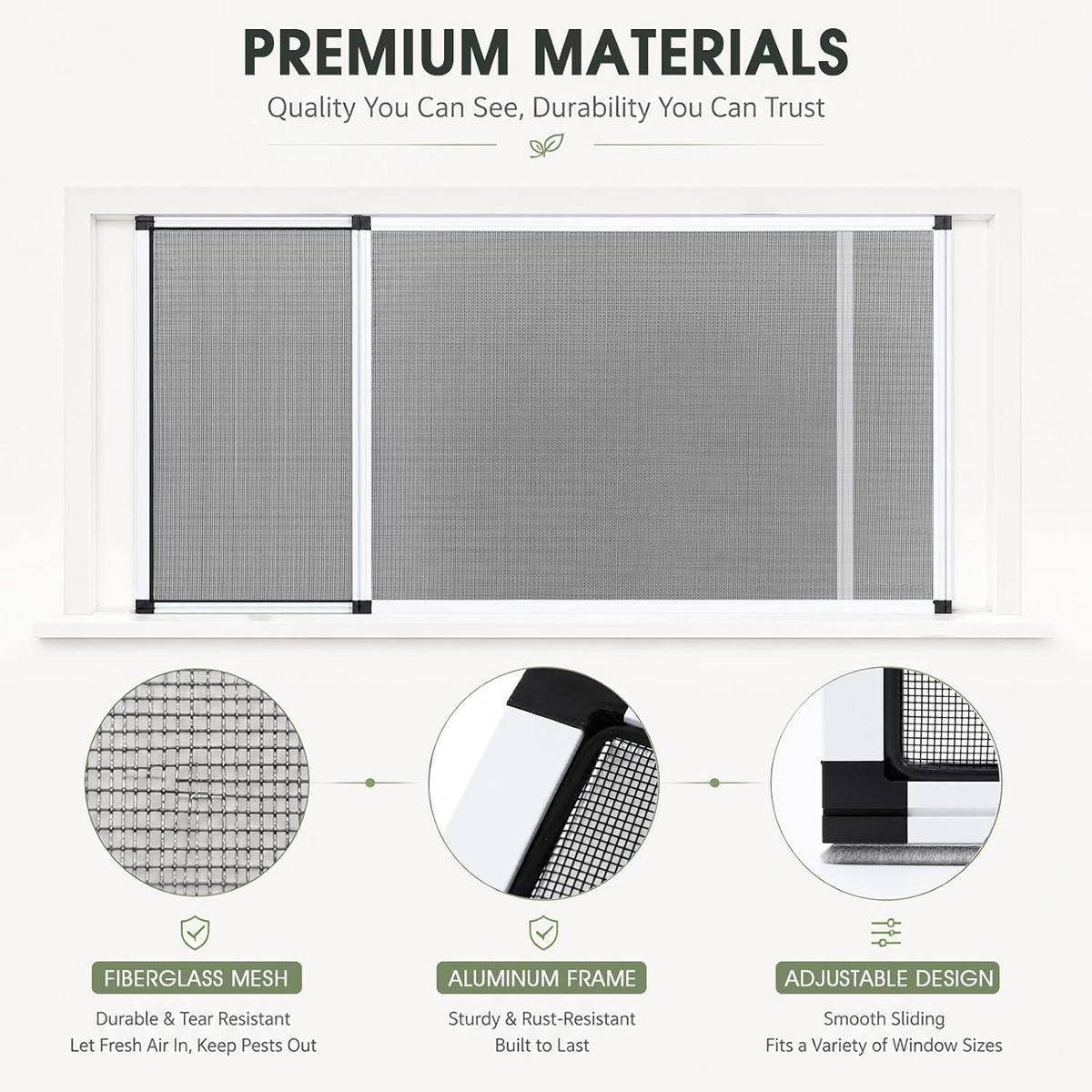 Expandable Window Screen, Adjustable Window Screen (10" H x 14.3"-25" W)