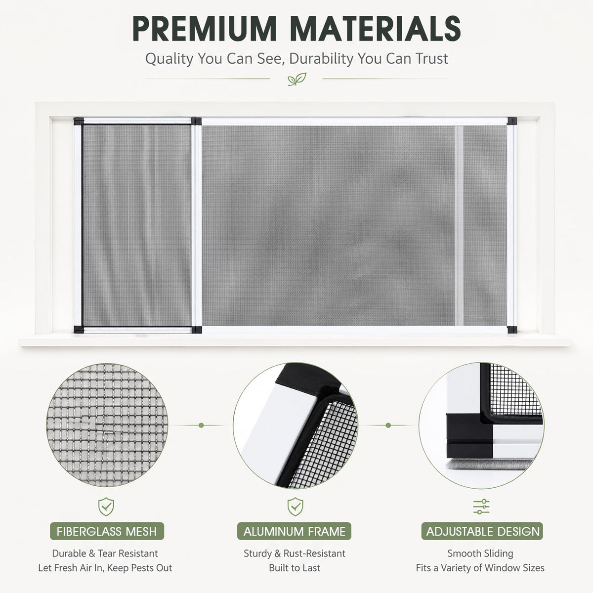 Expandable Window Screen，Adjustable Window Screen (15" H x 21" - 40" W)