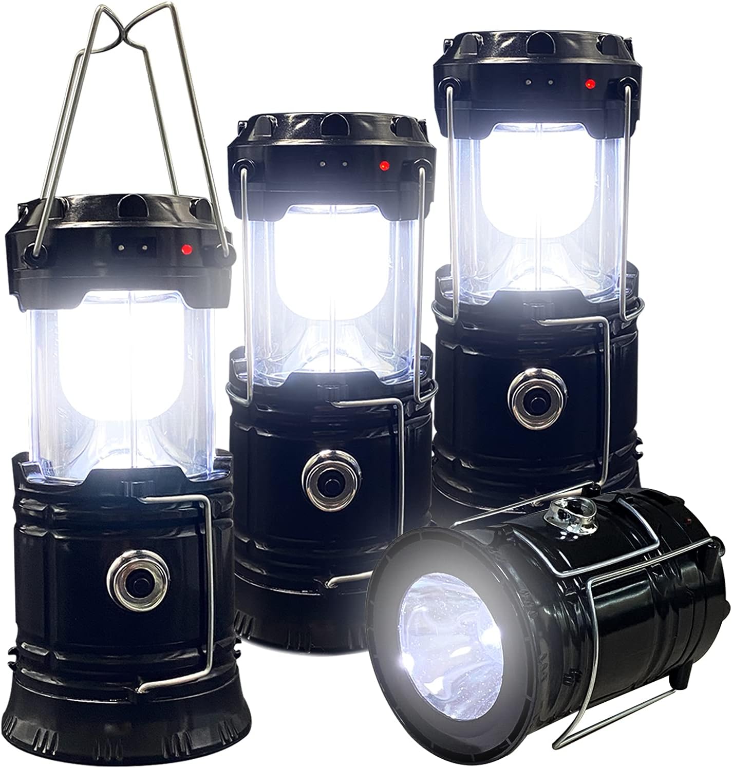 Collapsible Portable LED Camping Lantern XTAUTO Lightweight Waterproof Solar USB Rechargeable LED Flashlight Survival