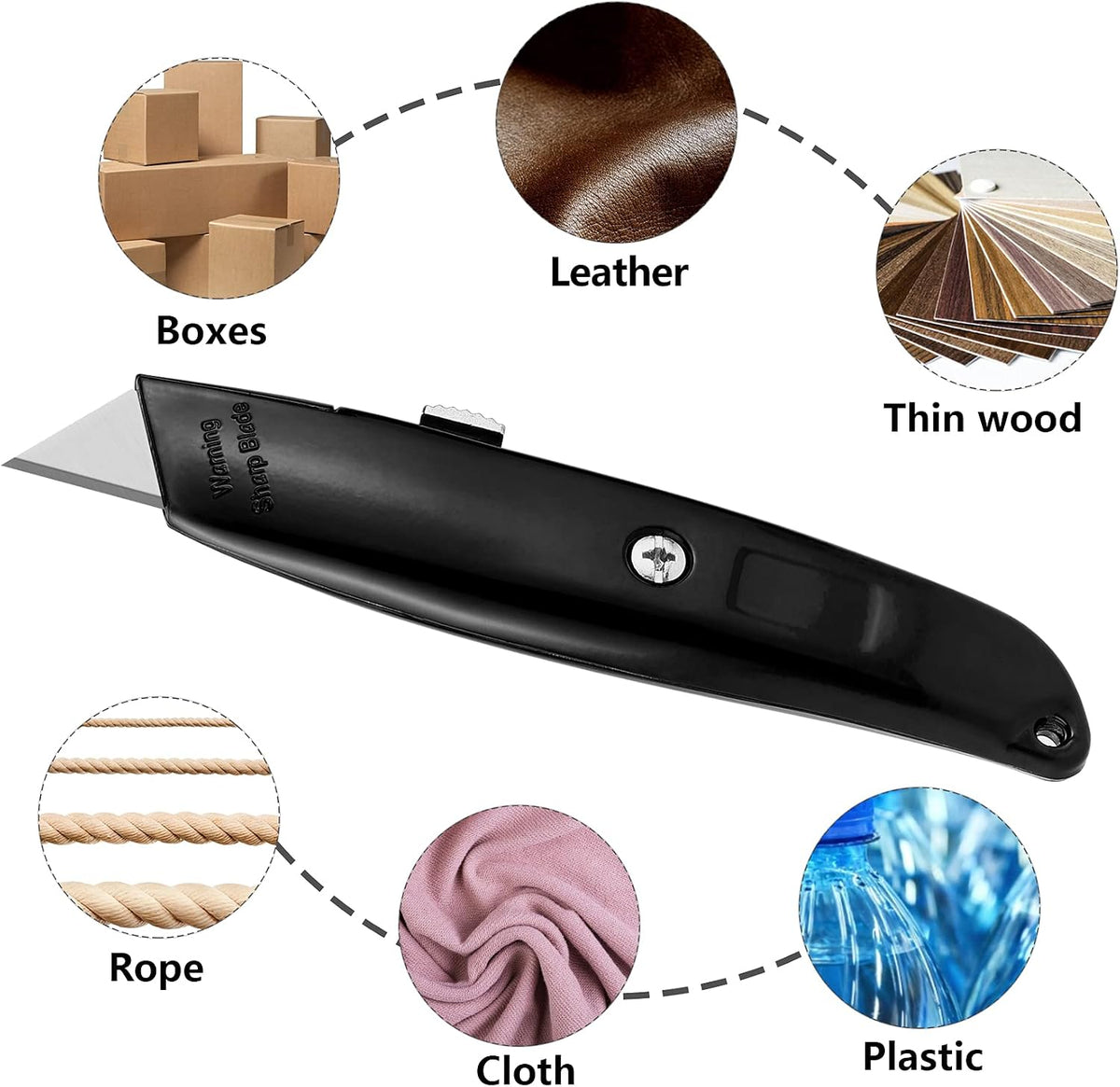 2 Pack Box Cutters Retractable Utility Knife, Black