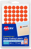 Color-Coding Removable Labels, 1/2 Inch Round Stickers, Neon Coral, Non-Printable, 840 Dot Stickers Total (5051)