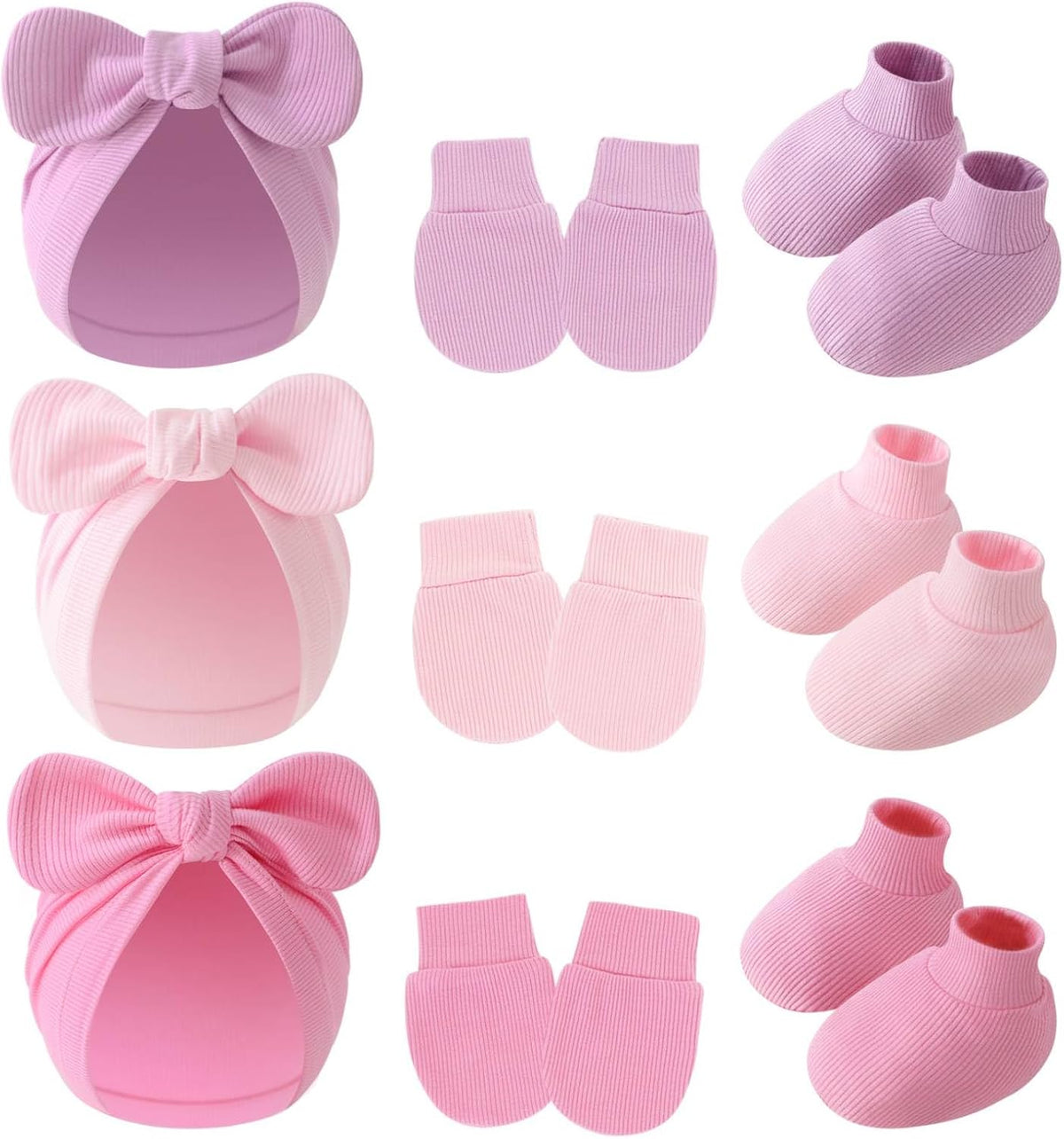 3piece Newborn Hats Mittens Socks Set Baby Boy Cotton Beanies Infant Hospital Hat Toddler Girl Mitten