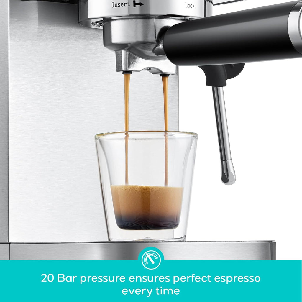 3700 Essential Stainless Steel Espresso Machine with Steam Wand | 20-Bar Italian Pump, Powerful Steam Wand, 43.9oz