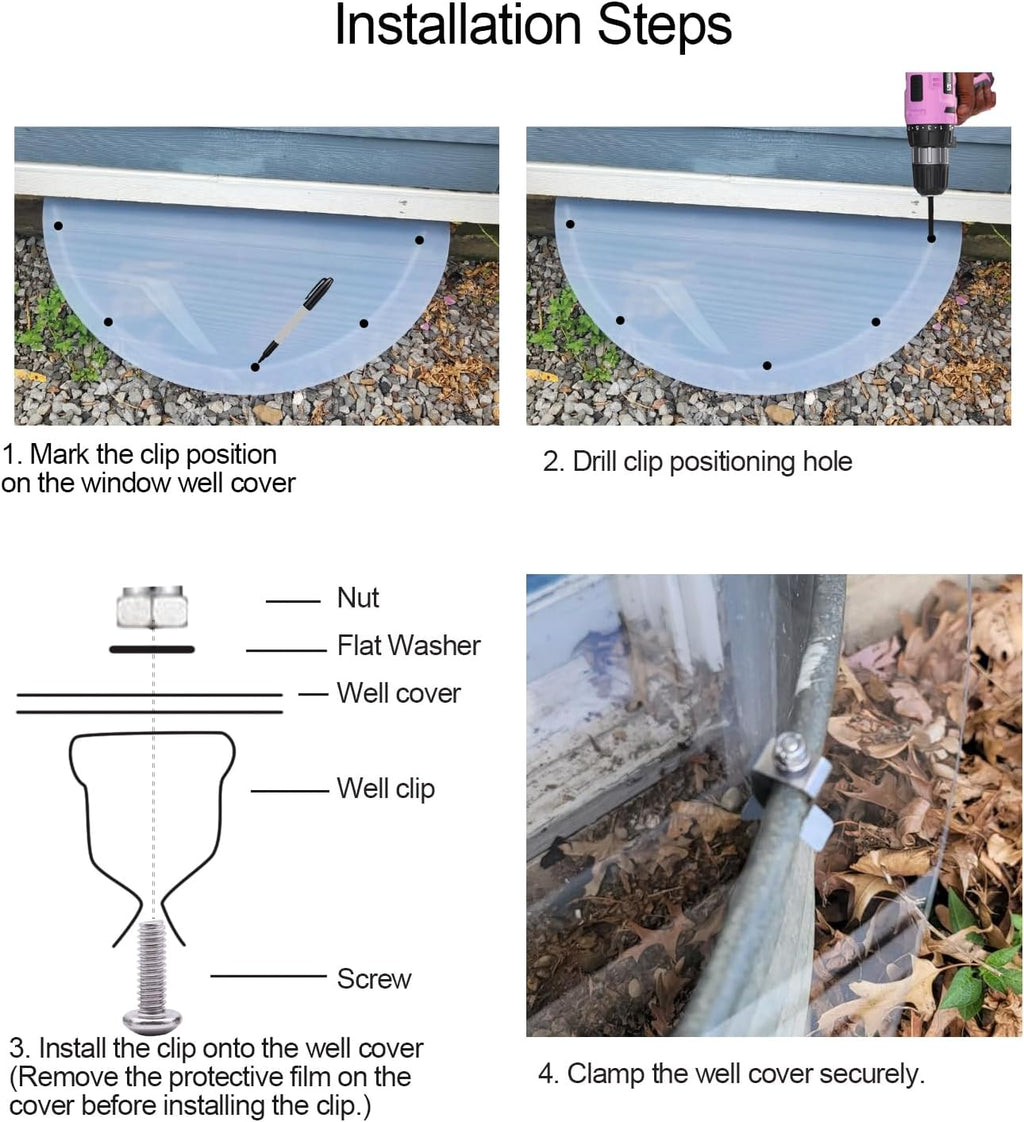 54" x 38" Window Well Covers Outside, Polycarbonate Basement Window Well Cover, Waterproof/Protects Against