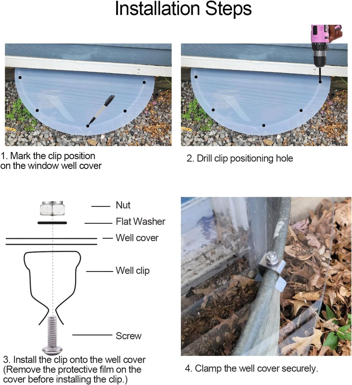 54" x 38" Window Well Covers Outside, Polycarbonate Basement Window Well Cover, Waterproof/Protects Against