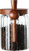 Coffee Canister, Coffee Container with Wooden Spoon and Lid, Ribbed Design, Airtight Storage Jar for Coffee