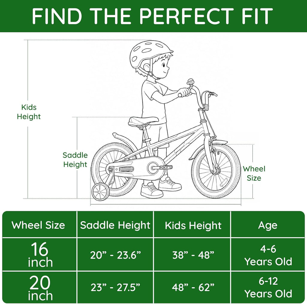 20 Inch Kids Bike BMX Style Beginner Bicycle Ages 4-12 Muticolors | High carbon steel frame, rider height 48-62 in