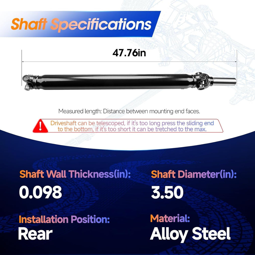 47.76'' Rear Drive Shaft Prop DriveShaft Assembly Fit for Chevy Tahoe GMC Yukon Cadillac Escalade 4WD/AWD, Replace# 15109402, 15712400