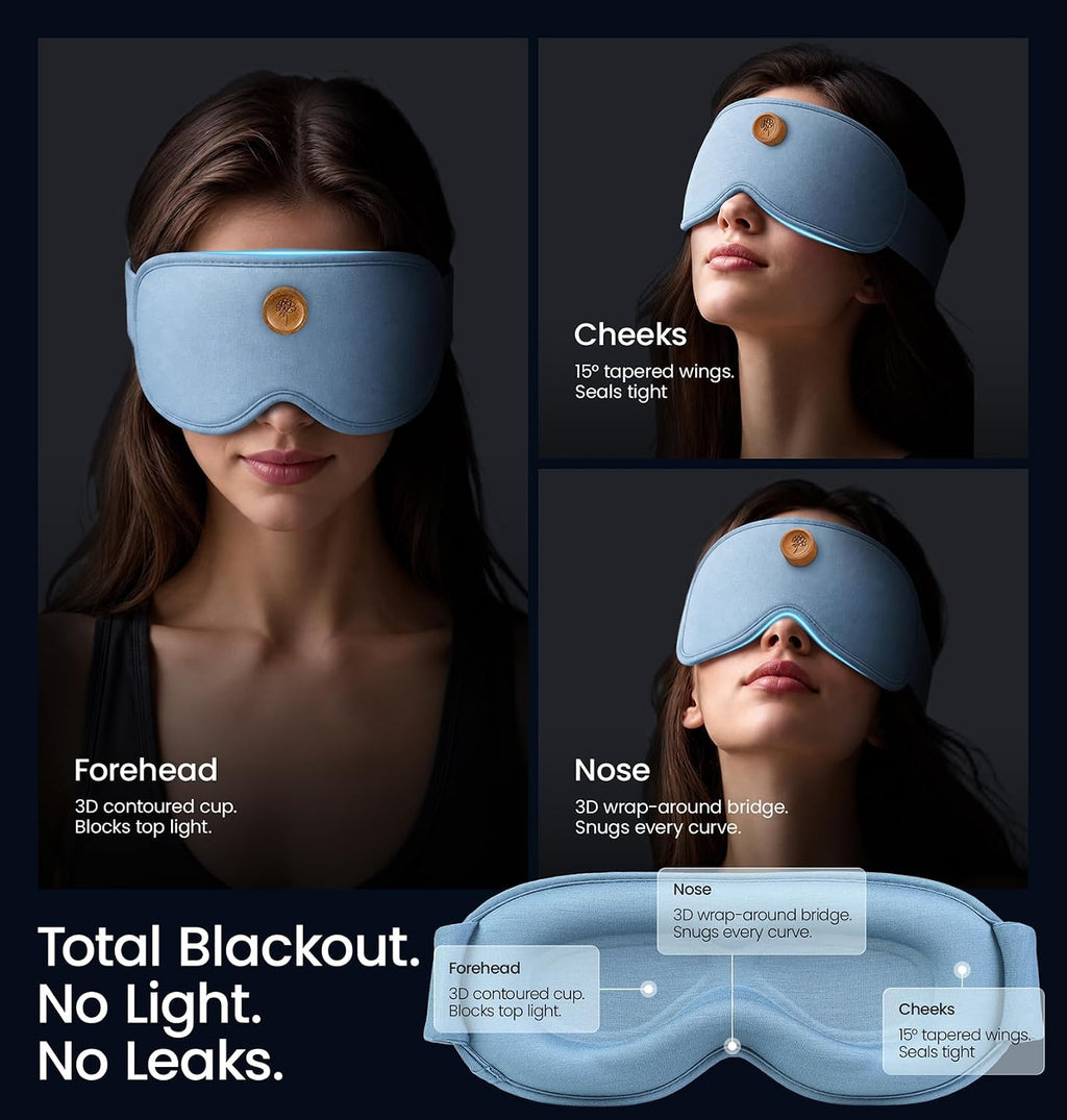 Essential Oils Diffuser Sleep Mask Bamboo Cotton with Aromatherapy, Lavender 3D Eye Mask Blackout, Magnetic Wood