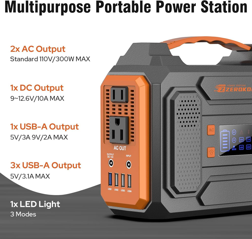 Portable Power Station with solar panel 60W,300W Solar Generator with Panels,100W Portable Power Bank 110v AC Outlet