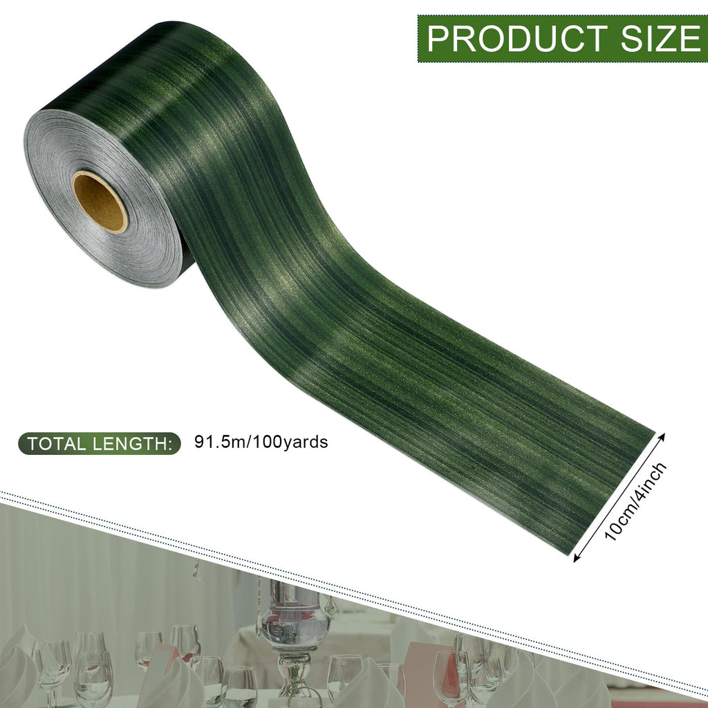 Aspidistra Leaf Ribbon,4 Inch x 100 Yards,Green Leaf,Dark Green