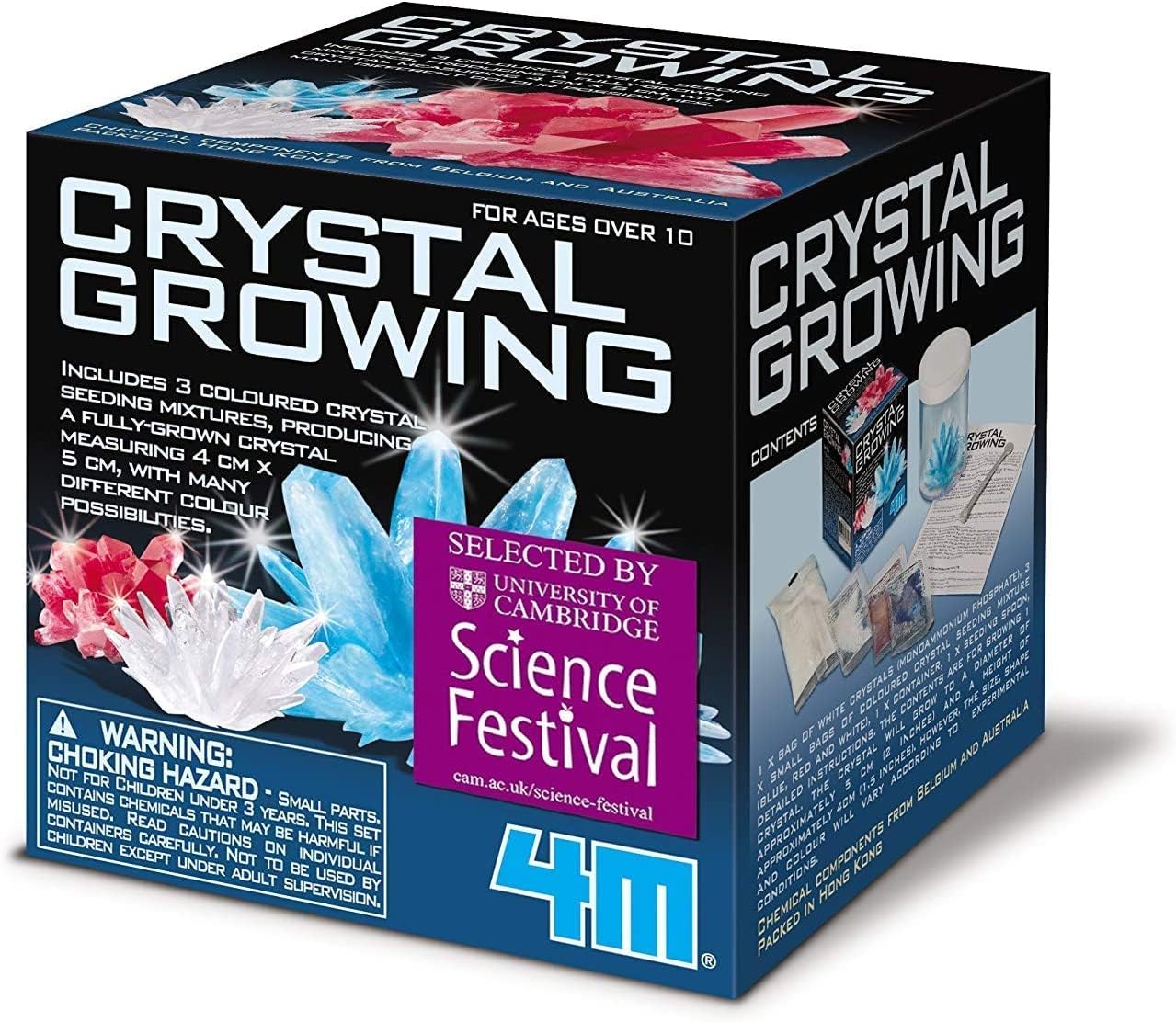 Crystal Growing Science Kit - 3 Colored Crystals - Easy DIY STEM Toys Lab Experiment Specimens, A Great Educational