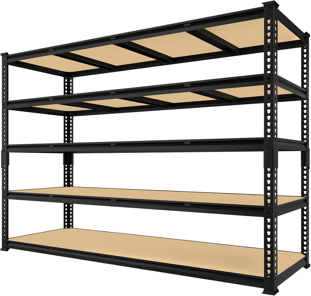 60" W X 24" D X 72" H Heavy Duty Garage Storage Shelves - Adjustable Metal Shelving Unit, 5 Tier Industrial Shelves