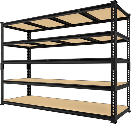 60" W X 24" D X 72" H Heavy Duty Garage Storage Shelves - Adjustable Metal Shelving Unit, 5 Tier Industrial Shelves