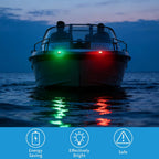 Obcursco LED Boat Navigation Lights, Red and Green Vertical Mount Bow Light