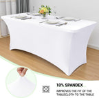 6ft Stretch Spandex Table Cover - 2 Pack Universal Rectangular Fitted Tablecloth Protector for Wedding, Banquet and