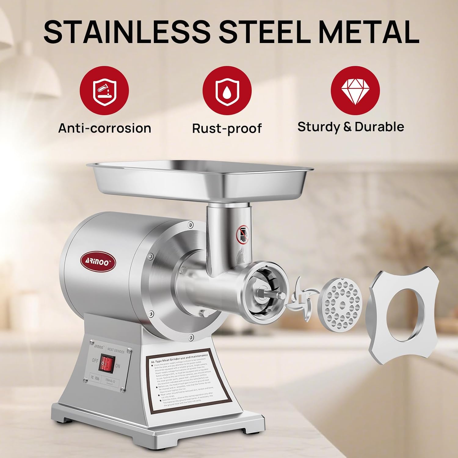 Commercial Meat Grinder #12,0.9HP Electric Meat Grinder