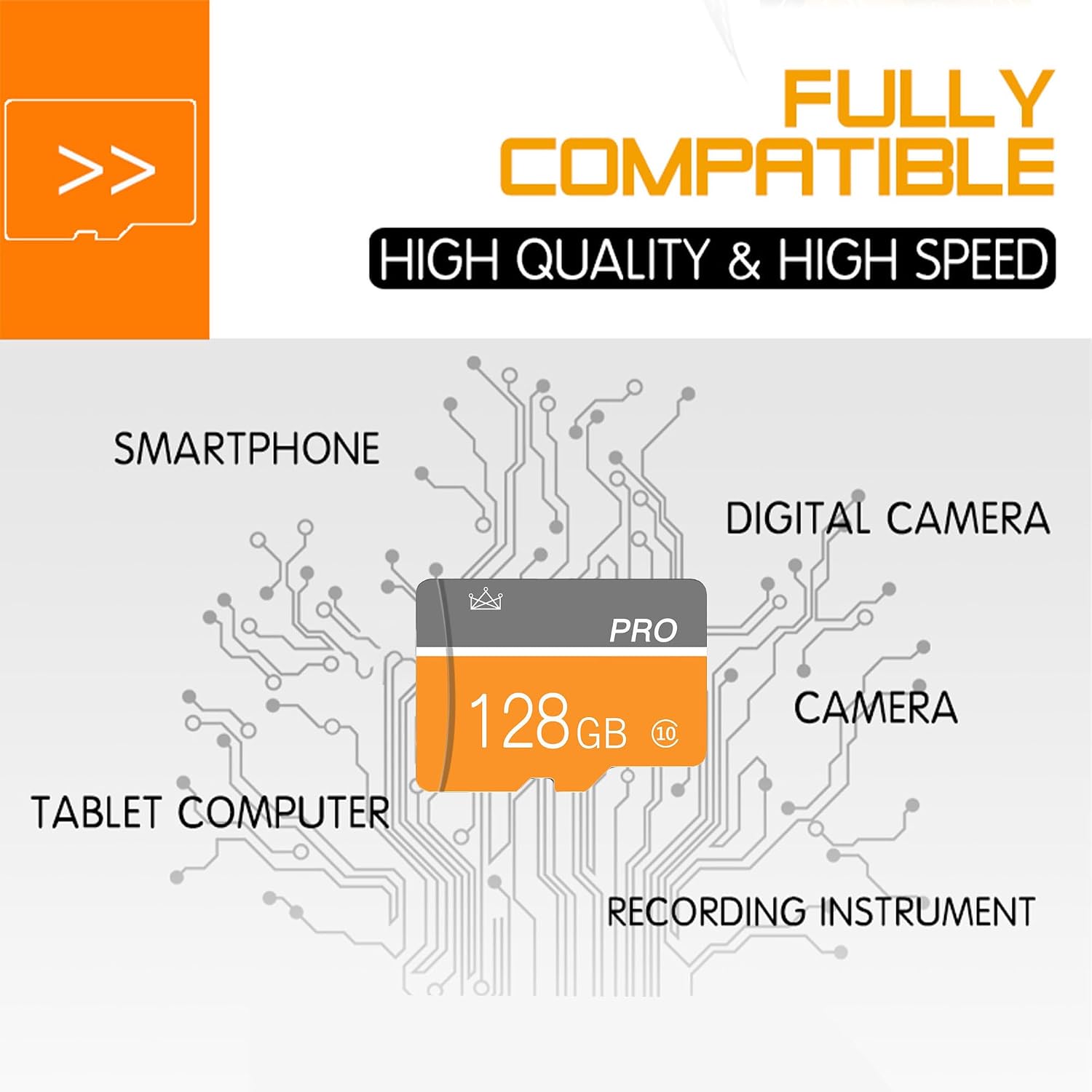 128GB Micro Memory Card,TF Card with Adapter Class 10 High Speed for Camera,Smartphone,Tablet,Personal Computer(2-Pack)