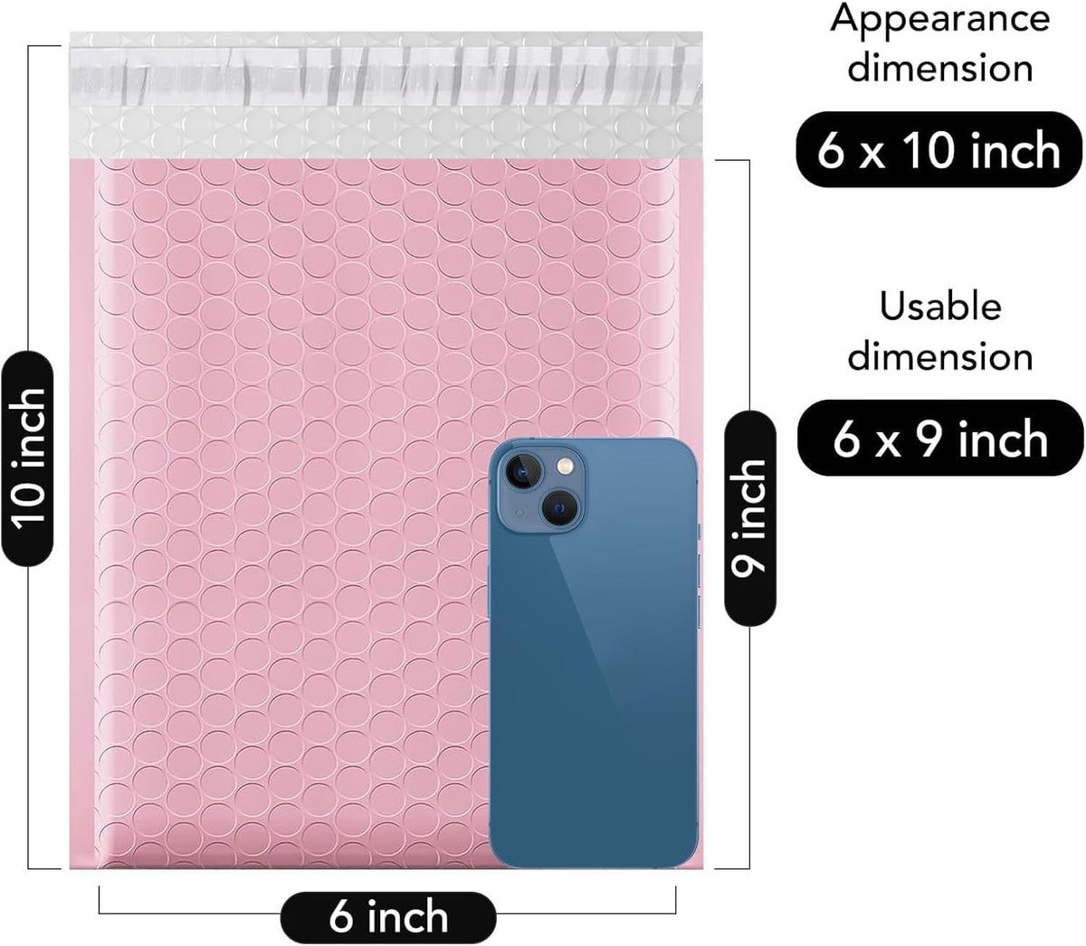 Bubble Mailers 6x10" 100 Pack Light Pink Padded Envelopes Self Seal