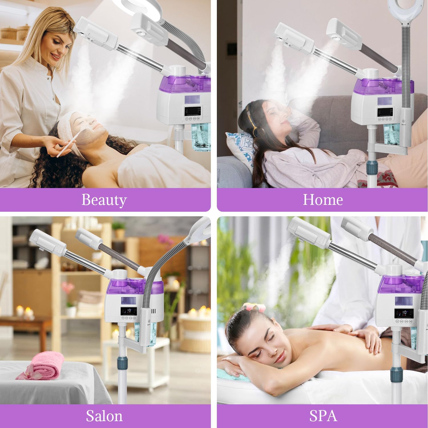 3 in 1 Facial Steamer,Professional Facial Steamer with 5X Magnifying LED Lamp, Esthetician Steamer with Hot & Cold