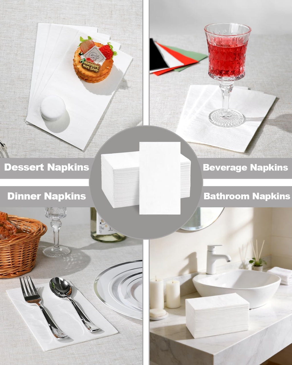 200-Pack White 3-Ply Disposable Guest Napkins