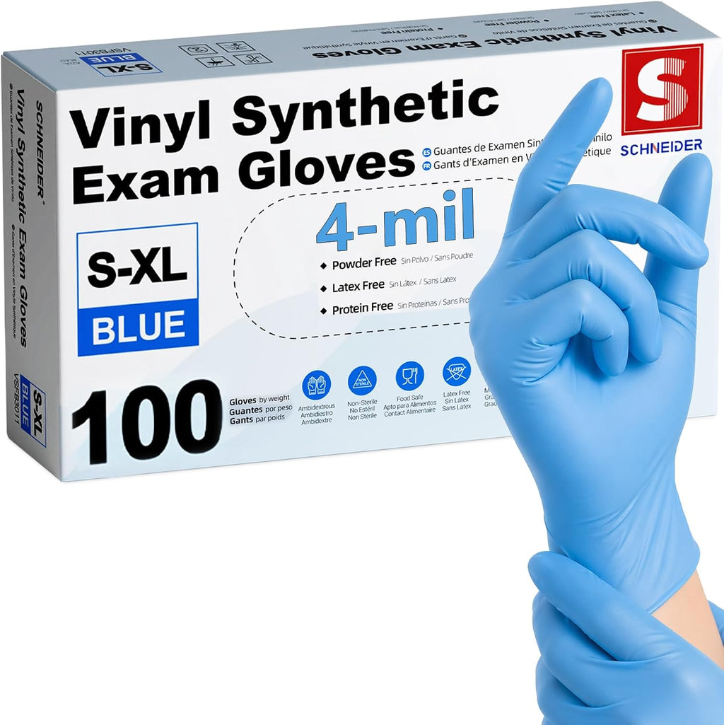 Medical Nitrile/Vinyl Blend Exam Gloves, Black Disposable | Latex&Powder free, Food Safe, Cleaning, Exam, Cooking