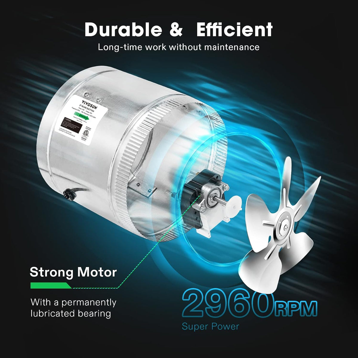VIVOSUN 6" Inline Fan 240 CFM, Exhaust Fan for Home