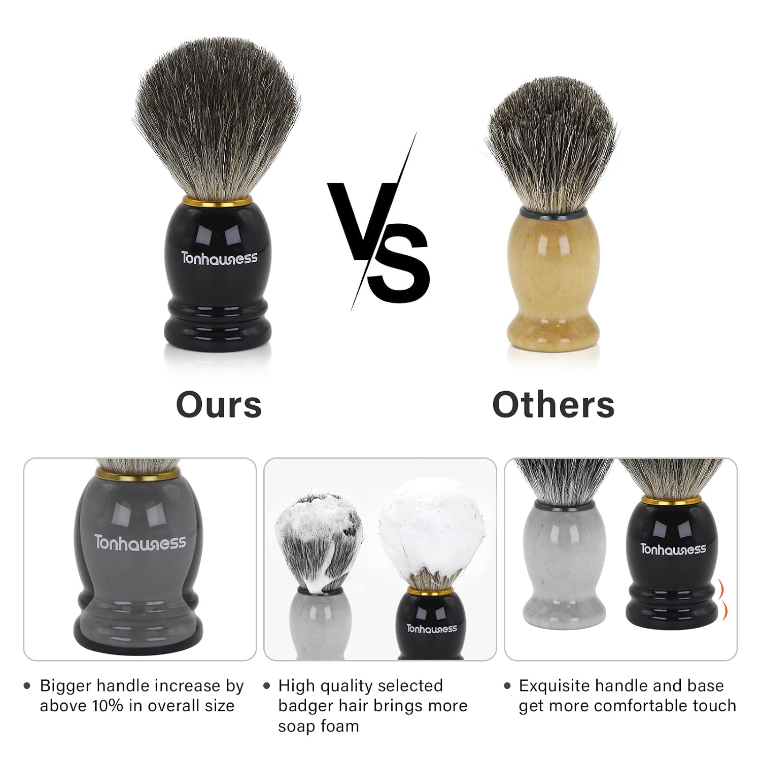 Shaving Brush Kit for Men, 4 in 1 Shaving Brushes Set Includes Badger Hair Shave Brush, Stainless Steel Shaving