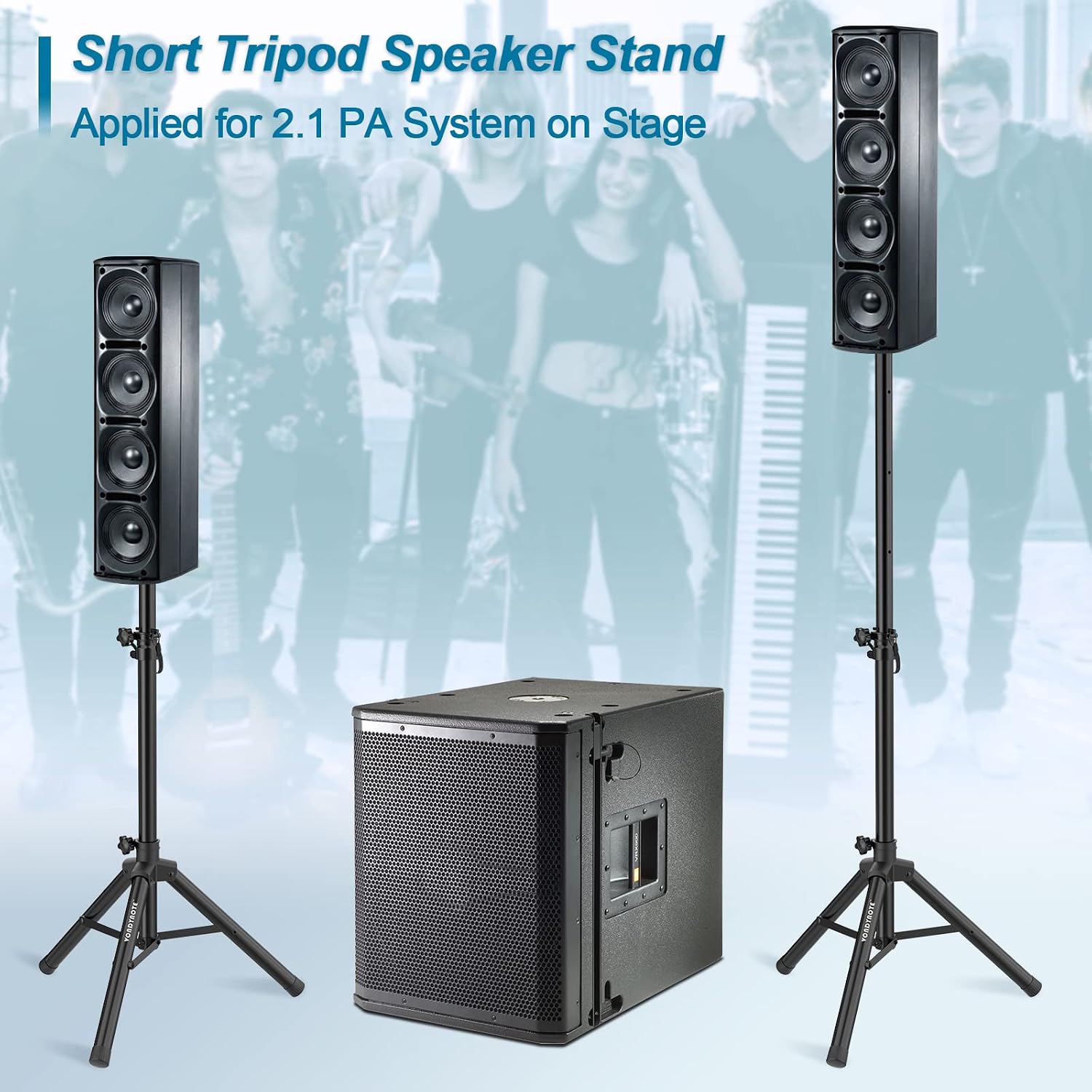 Single Tripod Speaker Stand 33.5"-53.5" PA DJ Short Speaker Stand | Short Mini Speaker Mount Stand, 35mm Pole Mount