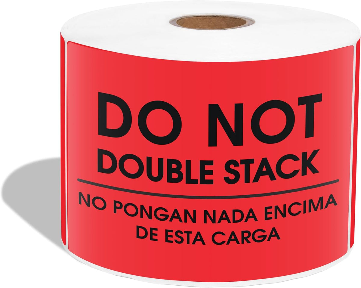 3" X 5" Do Not Double Stack Bilingual Shipping Stickers - English Spanish