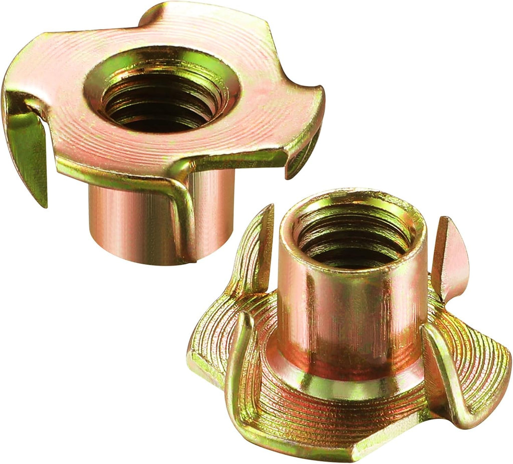 Wensilon 100pcs 1/4-20 T-nut Yellow Four-jaw - for Home, Hotel Outdoor Threaded Insertion