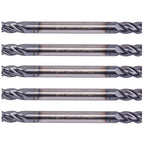 5Pcs 1/8" 4 Flute Solid Carbide Square End Mill, Double End, AlTiN Coated