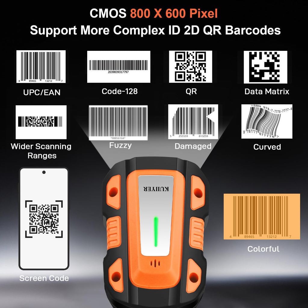 1D QR 2D Industrial Barcode Scanner with Upgraded Charging Dock